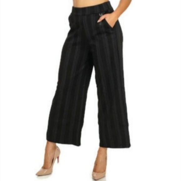 Pants - High Waist Striped Dress Pants